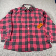 Branded Bills Men's Plaid Flannel Button Front Shirt Red Black Size XL NEW NWT