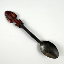 Vintage Silver 916 Enamel Dog Spoon Russia Marked 30.4 grams Child Size Whimsy