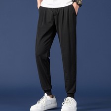 Pantaloni Uomo In Lino Elasticizzati | Vita Alta E Comfortabile | Per Estivo, Tempo Libero E Sport | Taglio Regular - Foto 3