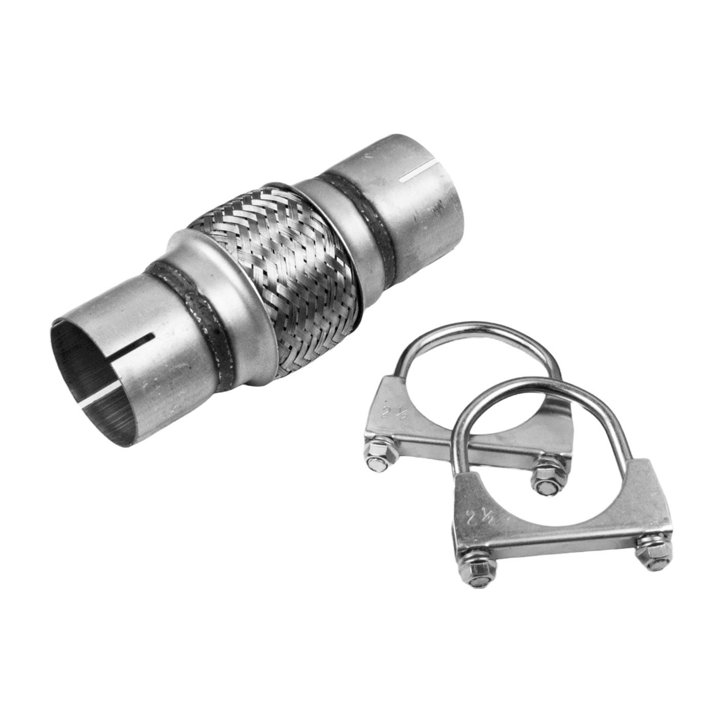 2.5"" 63mm x 8"" 200mm Exhaust Flexi Pipe Coupler Stainless Body Flex Joint