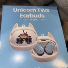 NIB Unicorn TWS Earbuds. Face Changing Charging Case, 5 Hour Battery Life