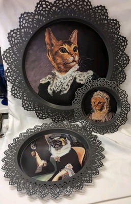 RARE 2018 Victorian Style IKEA Cat Wall Art limited edition
