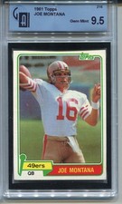 1981 Topps Joe Montana Rookie Card GAI 9.5 Gem Mint Graded Football #216