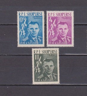 ALBANIA 1962 SPACEFLIGHT / GAGARIN COMPLETE SET OF 3 MNH/MLH (2 SCANS)