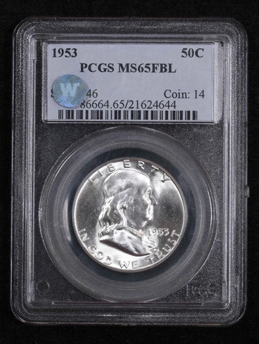 1953 P Half Dollars Franklin PCGS MS-65 FBL