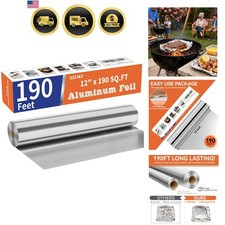 Aluminum Foil Roll, 12in x 190ft Aluminum Foil, Thick Strong Tin Foil with Cu...