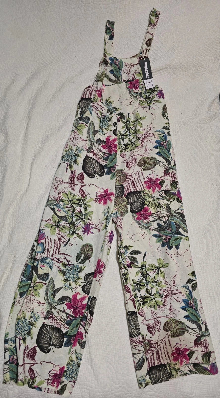NWT Womens Large Himosyber Floral Wide Leg Overalls