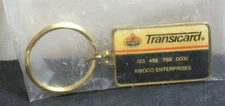 Amoco Gas Oil Keychain Credit Card Fob Vintage TransiCard Logo 1990s Keyring NOS