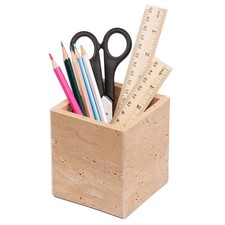 Marble Makeup Brush Holder - Travertine Candle Toothbrush Cup For Bathroom Ac...