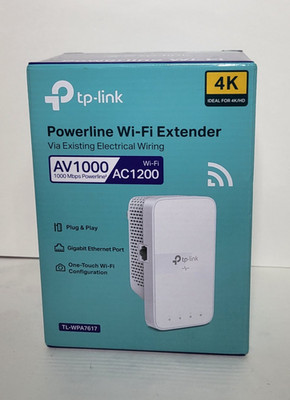 TP-Link TL-WPA7617 AC1200 Dual Band Powerline WiFi Extender Gigabit Port White