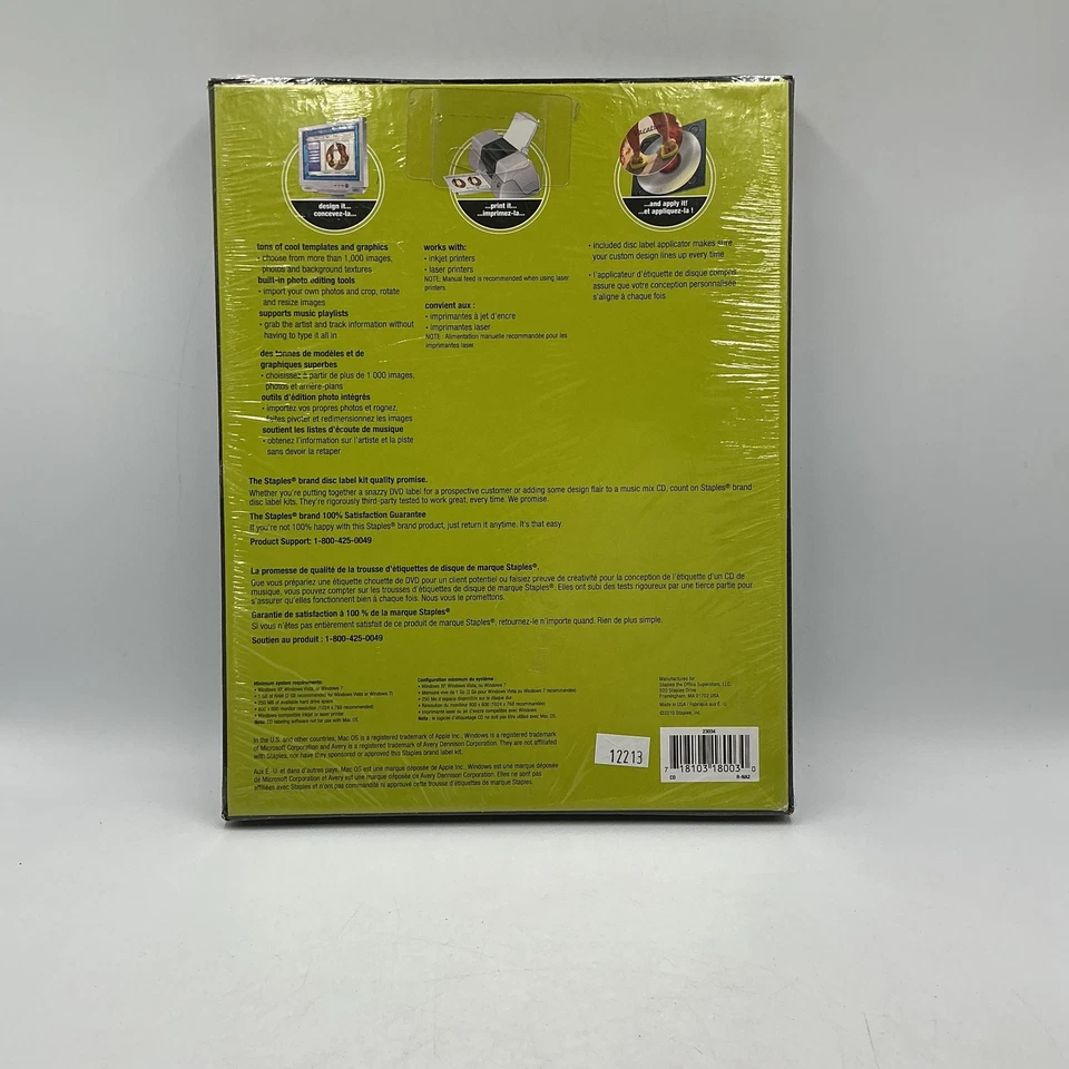 Staples CD & DVD Label Kit 175 Labels Inkjet Laser Avery 5931 8931 Compatible - Image 2 of 4