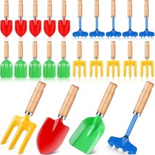24 Pcs 8" Kids Gardening Tools, Metal Beach Sandbox Digging Toys with Wooden ...