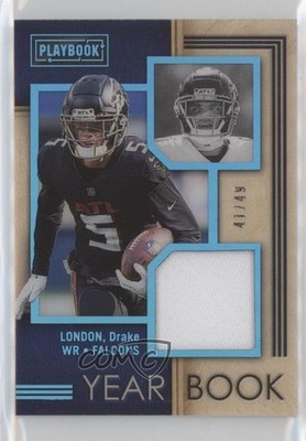 2022 Playbook Yearbook Swatches Platinum 41/49 Drake London Rookie RC 0a7d