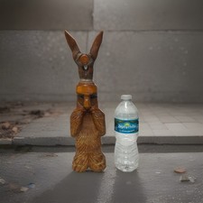 Vintage Wood Carving Folk Art Indian Totem Pole Kneeling Eagle Effigy Tribe