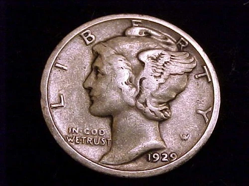 1929-S  Mercury Dime, Very Good to nearly Fine  Grade.