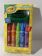 Crayola Bathtub Fruity Scented Body Wash Pen Set Washcloth 6pc New