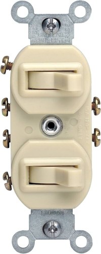 Leviton 5243-I 15 Amp, 120/277 Volt, Duplex Style Two 3-Way Leviton, Ivory