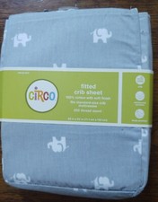 Circo Fitted Crib Sheet NWT Elephant Pattern 200 Thread Count Cotton