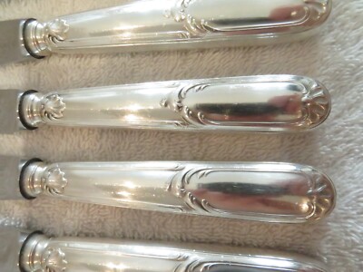 12 couteaux à dessert manche métal argenté orfèvre Ravinet Denfert modèle Louis XIV 86 French silver-plated dessert knives - France