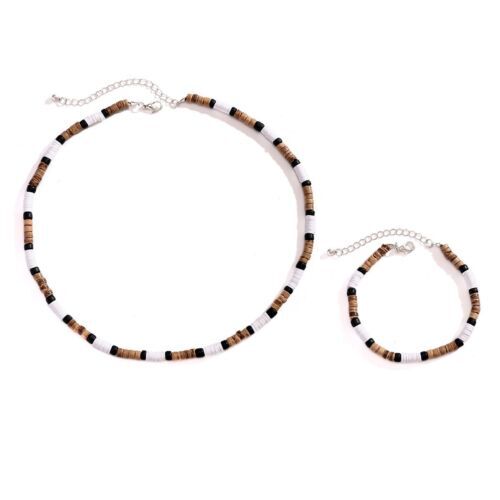 Collar con cuentas de cáscara de coco geométrico tribal étnico bohemia para hombre joyería - Imagen 44 de 115