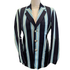 Harrods Women’s Ladies Blue Striped 3 Button Blazer Sports Coat Size 12