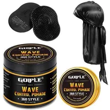 Natural Wave Pomade For Men Strong Hold, Easy Wash 360 Training Hair Cream, And