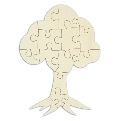 Blanko-Holzpuzzle, Baum, personalisierbar – 15 Teile zum selbst gestalten - Bild 1 von 4