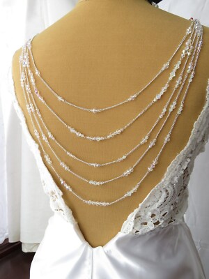 Crystal Back Necklace, Back Drape Chain For Low Back, Backless, Open Back  Dress