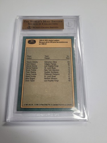 1981-82 O-Pee-Chee Wayne Gretzky LL #383 BVG 9.5 GEM MINT Vintage Hockey - Picture 2 of 2