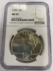 1934 Peace Silver Dollar ~ NGC MS 62- Z184