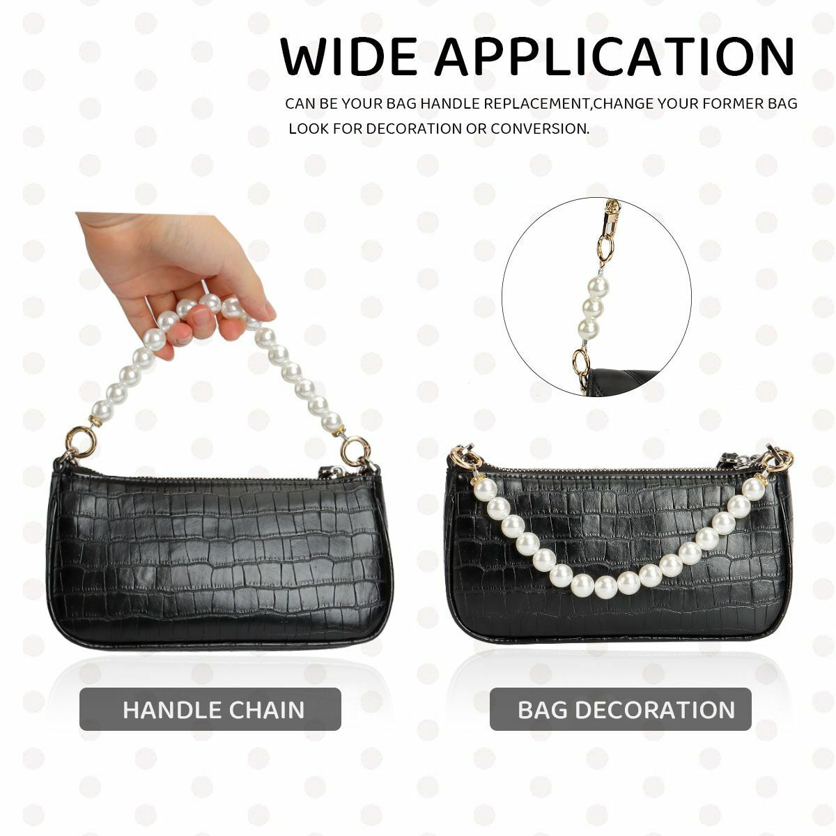 Pearl Purse Chain Strap Extenders Replacement CrossBody Shoulder Bag 5