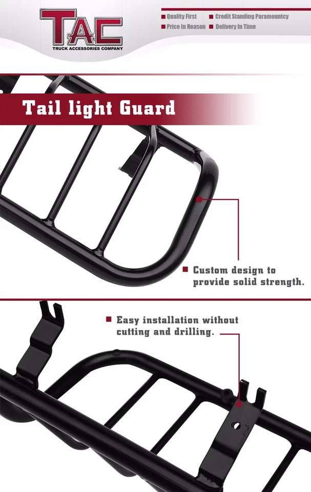 TAC Tail Rear Light Guards Cover Protector for 2000-2004 Nissan Xterra TLG Black - Изображение 3 из 4