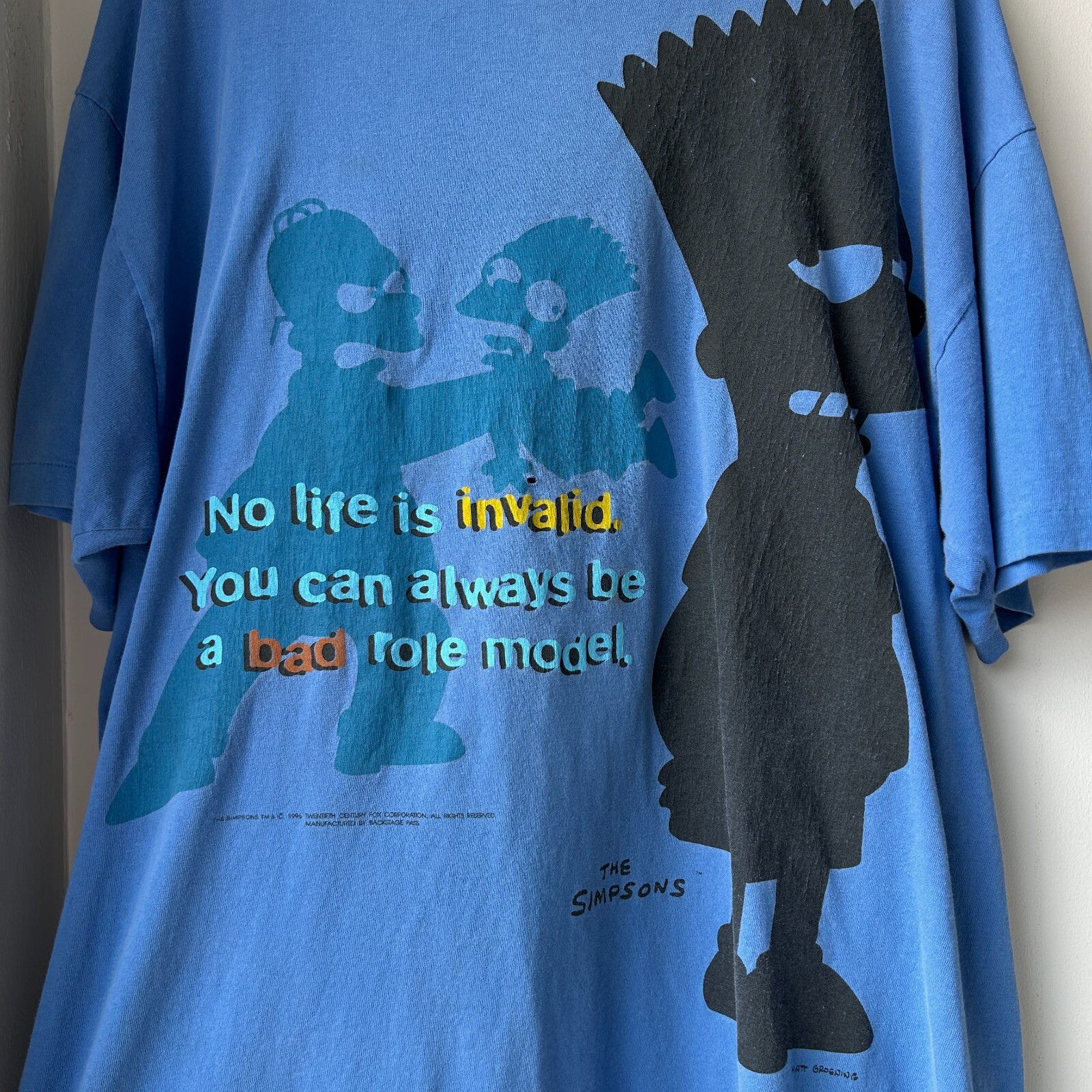 VINTAGE 90s | The Simpsons No Life Is Invalid Choking Bart T-Shirt sz XL image 3