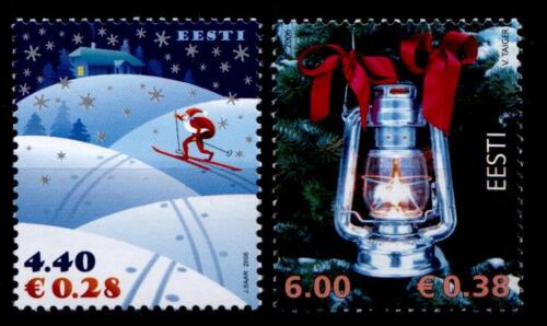 Weihnachten. Weihnachtsmann als Skilangläufer, Petroleumlampe. 2W. Estland 2006 - Bild 1 von 1