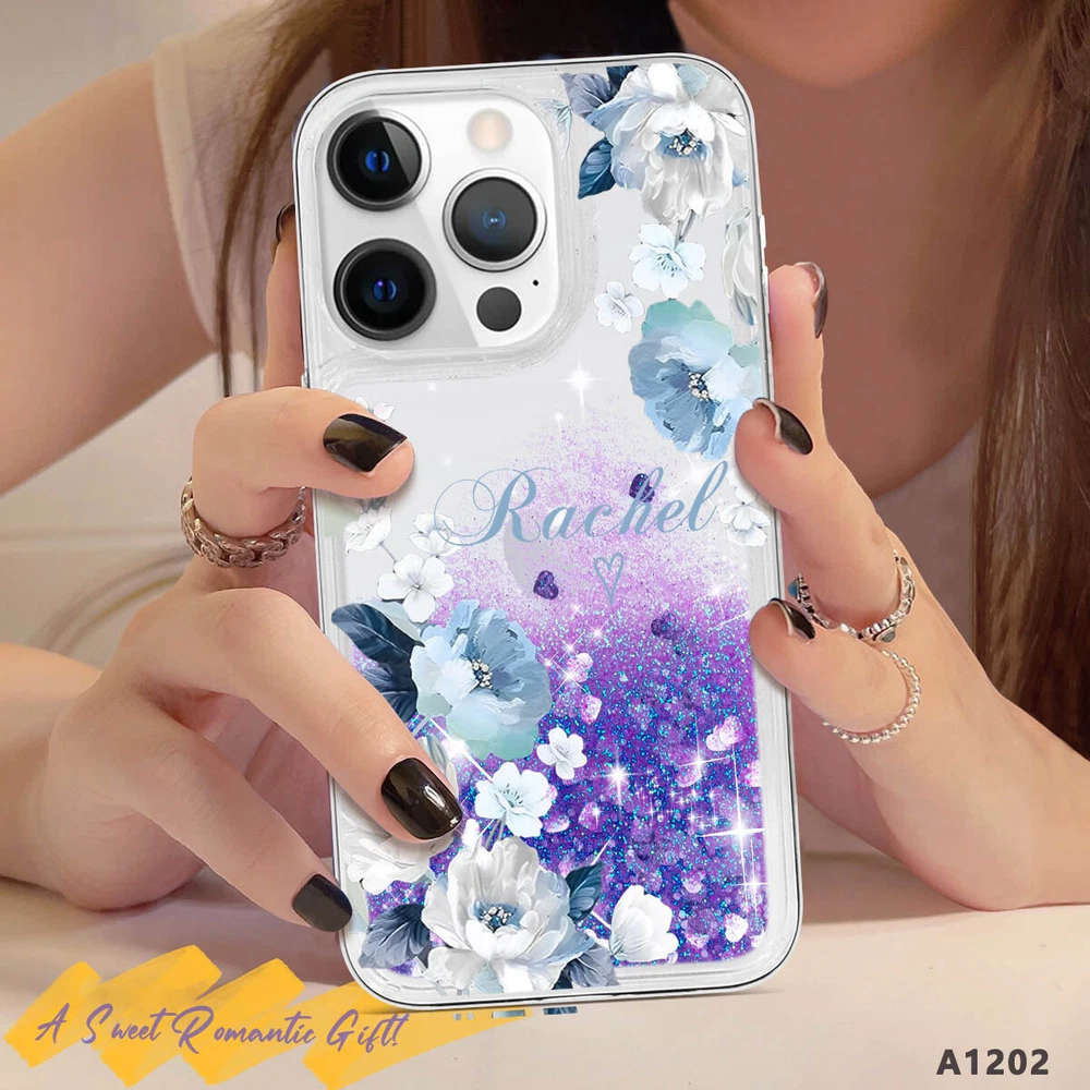Glitter Clear Custom Phone Case for iPhone 12 13 14 15 16 Pro Max
