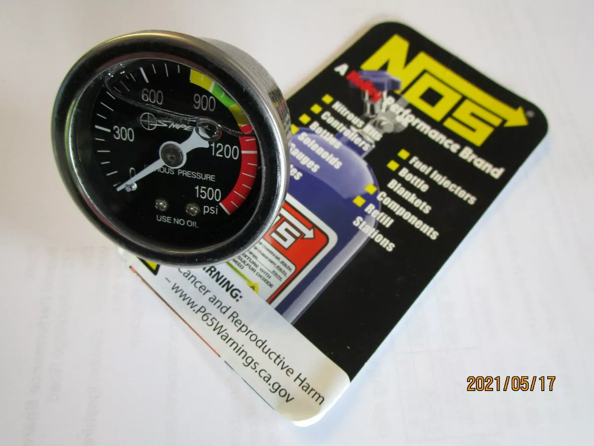 NOS Systems Dragbike liquid filled nitrous pressure gauge. 1500psi