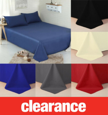 Komplettes flaches Laken Bettwäsche 100 % Poly Baumwolle Single Double King Super King Size