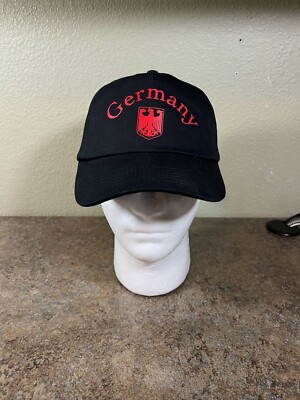 Germany Black Hat With Embroidered in Red by Beechfield Adjustable Back