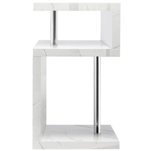 Mesa de centro lateral de alto brillo de 2 niveles mesa de cabecera con luz LED sala de estar - Imagen 27 de 43