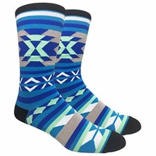Novelty Fun Crew Print Socks for Dress or Casual Southwest light Blue 54B 