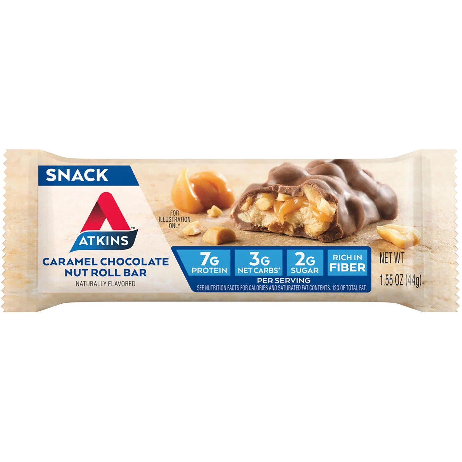 Atkins Snack Bars Caramel Chocolate Nut Roll 18 Ct – Low Carb Anytime Snack.
