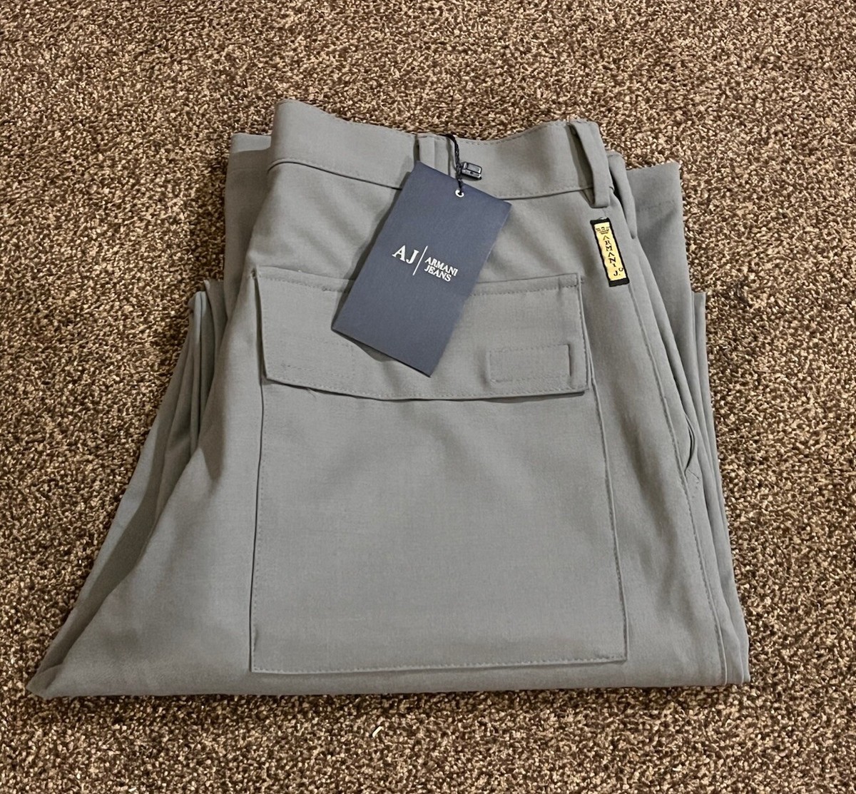 BNWT Armani Comfort Fit Mid Grey Flannel Trousers Size: W30 L30