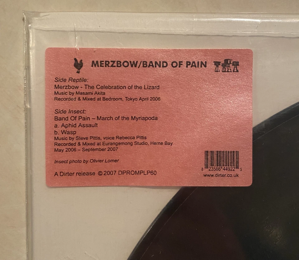 MERZBOW / BAND OF PAIN Reptile-Insect split limited 12" picture disc EP Foto 3 de 3