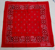 Vintage Paris Accessories Red Paisley Bandana Handkerchief Cotton USA 13960