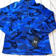 Under Armour Youth Blue Camo Fleece Pullover Half Zip NEW