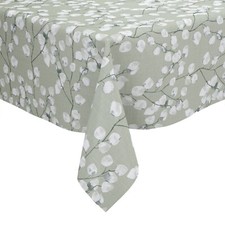 Honesty Floral Sage Green Linen Tex PVC Vinyl Wipe Clean Oilcloth Tablecloth