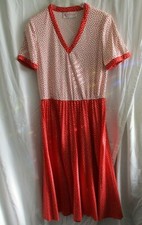 Kay Windsor S/M Vintage dress polyester polka dot  red white 1970 1980s