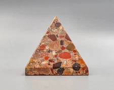 95MM Red Conglomerate Metaphysical Chakra Spirit Power Healing Stone Pyramid