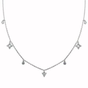 .925 Sterling Silver CZ Charm Necklace