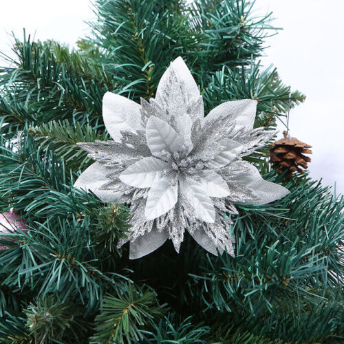 Glitter Xmas Hollow Flower Christmas Tree Hanging Ornament Party Decoration 18cm - Afbeelding 1 van 25